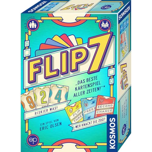 Kosmos 685430 Flip 7, deutsche Ausgabe, Kartenspiel mit schnellem und einfachen Black Jack Prinzip, für 3-18 Personen ab 8 Jahren, Spiel für große Gruppen, nominiert zum Spiel des Jahres 2025