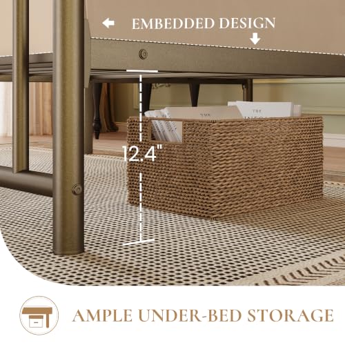 Image of SHA CERLIN 45 inch Twin Size Metal Bed Frame, Vintage Headboard, Antique Bronze
