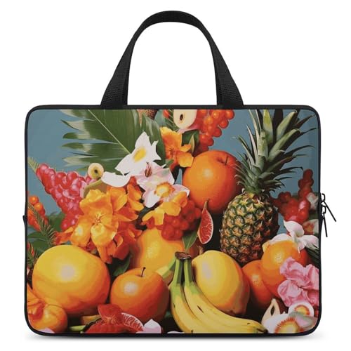 Housse PC 17 pouces fleurs et fruits exotiques pour travailler en terrasse ou au bureau