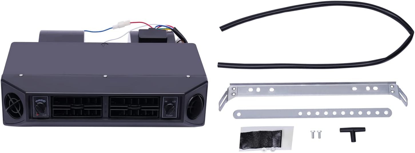 12V Universal Car Underdash AC Evaporator Units Heat & Cool A/C Evaporator Kit 3 Speed Trucks Under Dash Air Conditioning Evaporator Heater for Engineering Vehicles Black,Replaces BEU-404-100