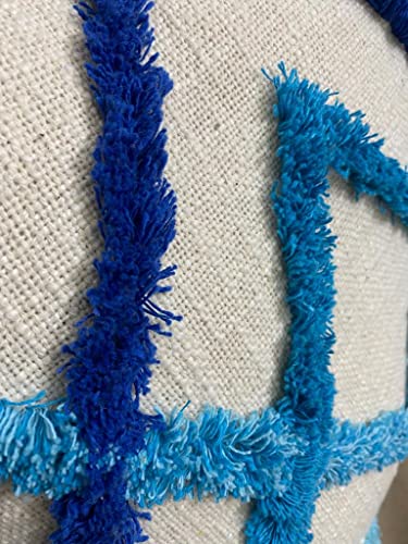 Image of TIB Premium Boho Decorative Throw Cushion Covers, 16 x 16 cm, Set of 2, Cotton. (Blue Lines)-230 TC