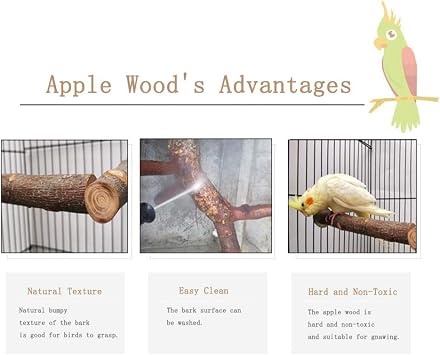 Small Pet Bird Swing Parrot Swing - Natural Wooden Parrot Cage Toys for Parakeet, Cockatiel, Conure, Lovebirds, Canaries, African Parrots & Small and Medium Birds