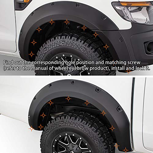 G-Plus Universal Fender Flare Hardware Kit Pocket/Rivet Style Fender Flares Screw/Bolt Hardware Kit Set Black #TOP7