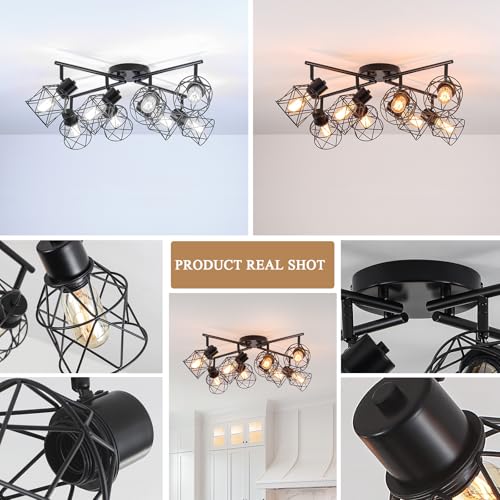 Image of BUXVRCS 8 Lights Black Adjustable Multi-Directional Kitchen Light Fixtures