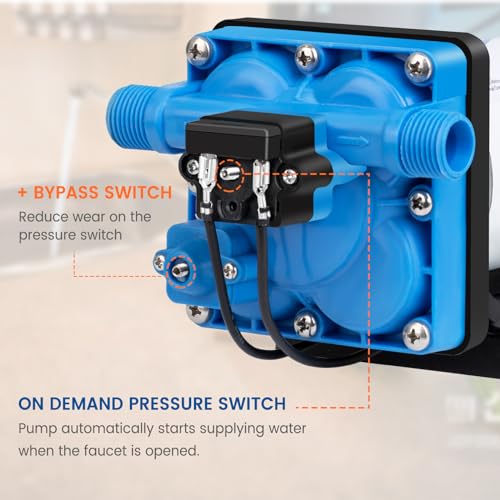 DC HOUSE Water Pressure Booster Pump 110V 5.0GPM 55PSI with Power Plug, 110 Volt AC Self Priming Diaphragm Pump for Water Transfer Home Kitchen Bathroom Irrigation Garden Hose by DC HOUSE - Image 3