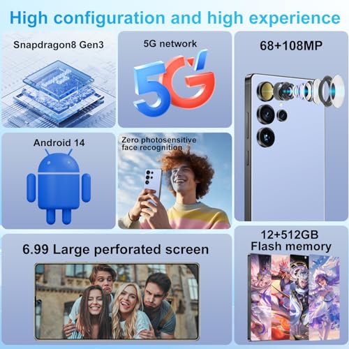 Foto de MMY Teléfono celular I25 Ultra desbloqueado, bolígrafo integrado, pantalla HD de 6.99 pulgadas, 16 + 512 GB, teléfonos desbloqueados, Android 14 7000 mAh, batería de larga duración, 5G/Dual SIM (imagen 3)