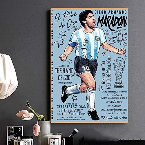 YGLONG Impressions sur Toile Poster Football Player Photos La Main de l'affiche de Dieu et des Impressions Toile Art Peinture Murale Art Accueil Décoration Toile De Peinture Cover
