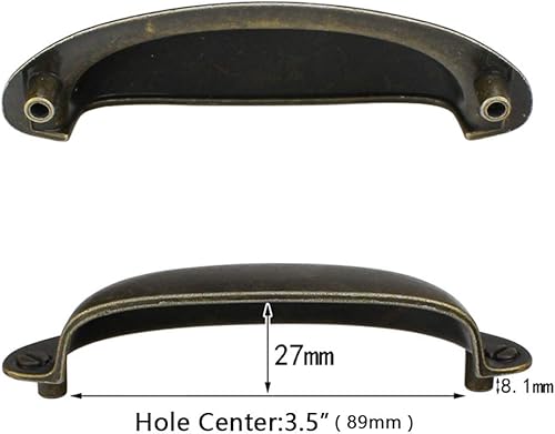Miniatura 3 de Paquete de 6 tiradores de 3 12 pulgadas con espaciamiento de agujeros de bronce antiguo, estilo vintage, estilo granja, manijas para tazas, pomos