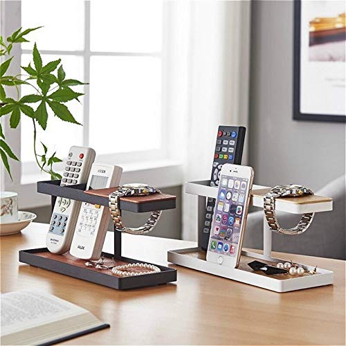 Decoración de la habitación Soporte del mando a distancia Soporte de madera de hierro vidrios de reloj Caja de almacenamiento de escritorio de oficina organizador de la joyería de almacenamiento en ra