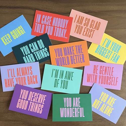 Image of Encouragement Card Pack - Set of 24 - Bold Bright Modern - Spirituality Positivity Any Occasion - 2 of Each With Envelopes