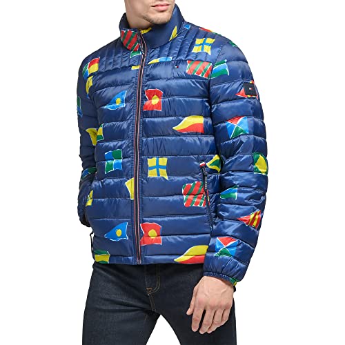 Image of Tommy Hilfiger Mens Embroidered Logo Puffer Jacket