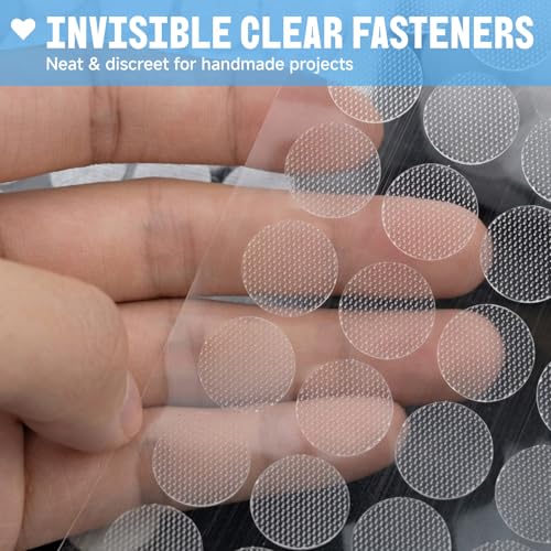 Image of Self Adhesive Dots, 0.59 inch Hook and Loop Circles, 1000 Pcs Round Fasteners with Strong Adhesive Backing, Waterproof Nylon for Classroom, Office & Home (Translucent)