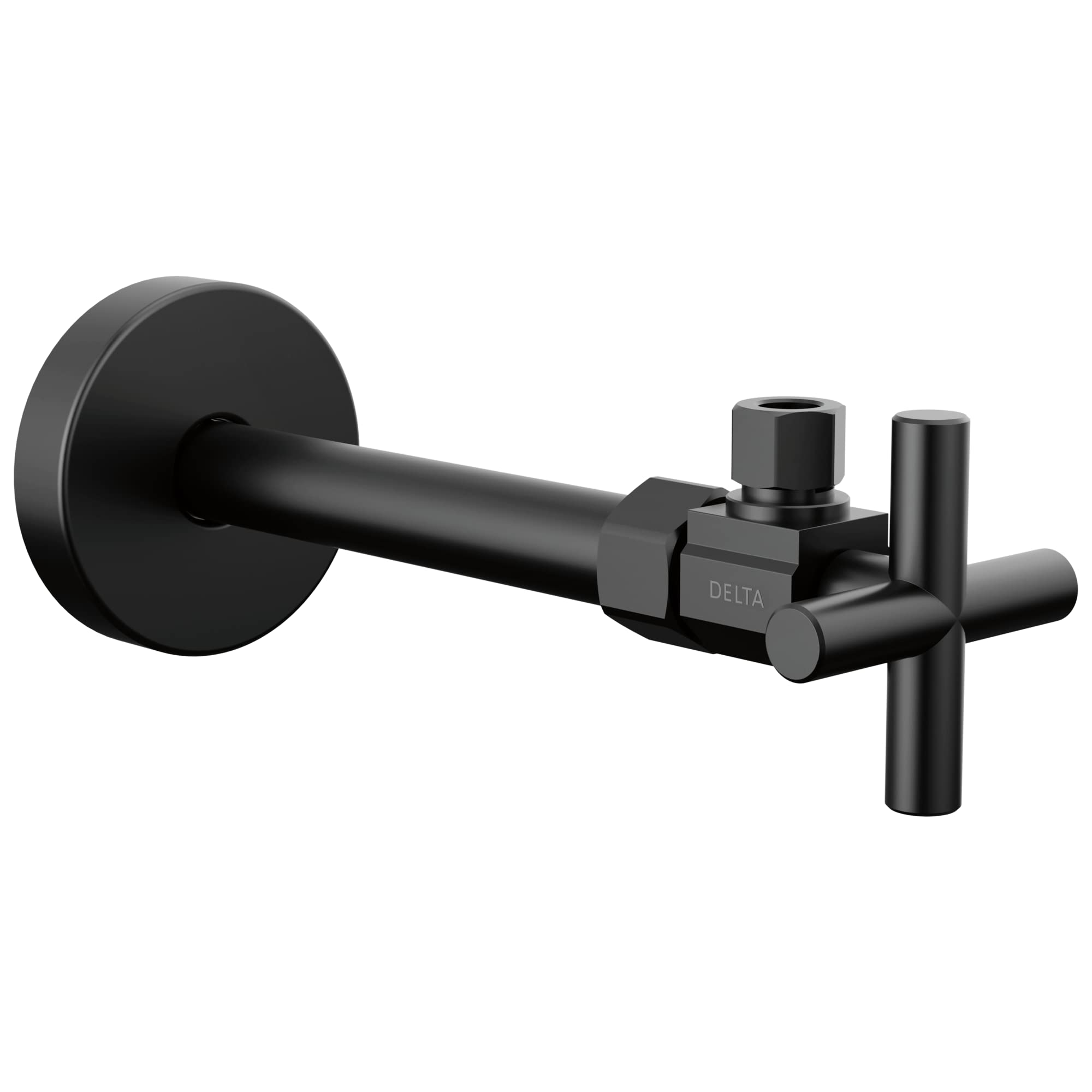 Delta Faucet 1/2" x 3/8" Angled Supply Stop Valve with Contemporary Handle Black, Water Shut Off Valve, Brass Shut Off Valve, 1/4 Turn Shut Off Valve, Matte Black DT022201-BL-image-8