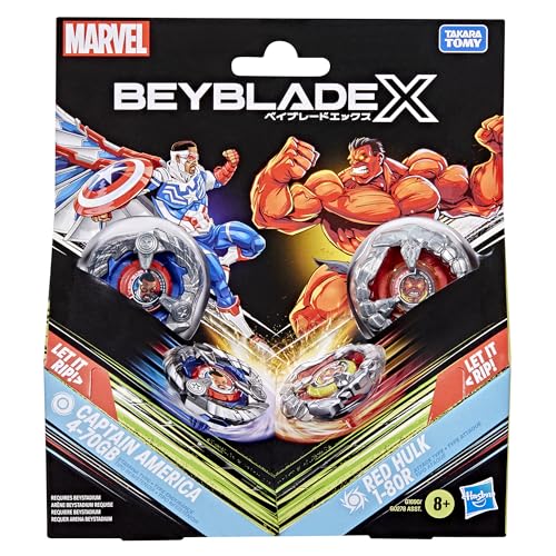 Hasbro Beyblade X und Marvel Collab, Captain America 4-70GB vs. Red Hulk 1-80R