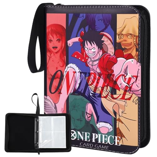 One Piece Album Collection Pour Cartes,Classeur Avec Fermeture Éclair, Cartes à Collectionner Porte-Cartes Portable Étanche, Pour Collecter Et Échanger Des Cartes(50 Pages, 400 Poches) -1