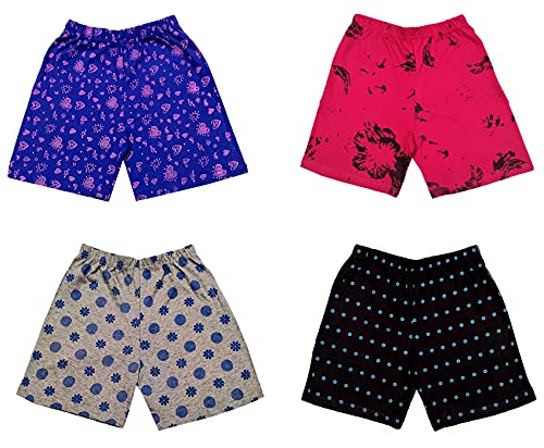 Image of indi weaves Girls Cotton Printed Shorts (Pack of 4)