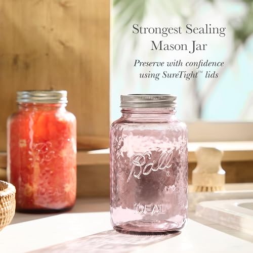 Ball Vintage Glass Mason Jars, 32 Oz Regular Mouth Quart Size, Durable Glass Storage Jars for Canning, Preserving, and Home Storage, Rose Color, 4 Count (Pack of 1) by Ball - Image 4