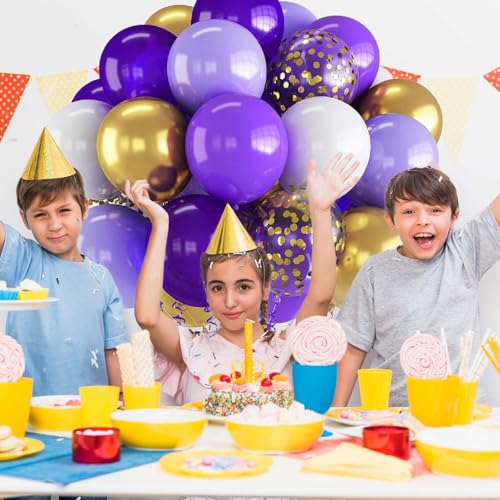 Image of 60PCS Purple and Gold Balloons,Purple and Gold Graduation Decorations Balloon Arch Kits,Suitable for Birthday Wedding Anniversary Festival Ceremony Decorations