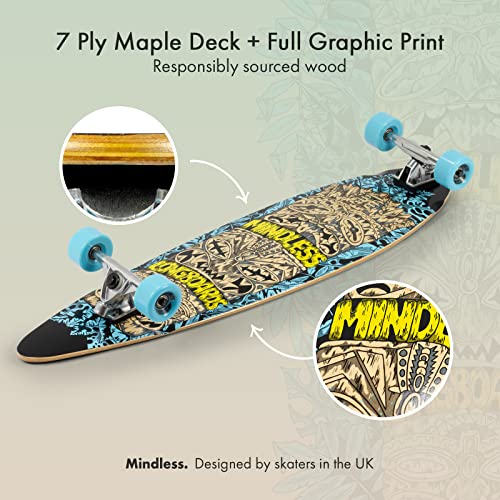 Mindless Tribal Rogue IV Blue | 96.5 cm Pintail Longboard 7 Ply Maple W 16.5 cm RK Trucks for Stable
