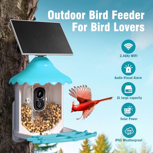 Smart-Bird-Feeder-with-Camera-Solar-Powered-24G-WiFi-4MP-AI-Identify-Bird-Squirrel-Proof-Rechargeable-Battery-Camera-Wireless-Waterproof-2L-Gift-for-Bird-LoversGrandparents Smart Bird Feeder with Camera Solar Powered 24G WiFi 4MP AI Identify Bird Squirrel Proof Rechargeable Battery Camera Wireless Waterproof 2L Gift for Bird LoversGrandparents