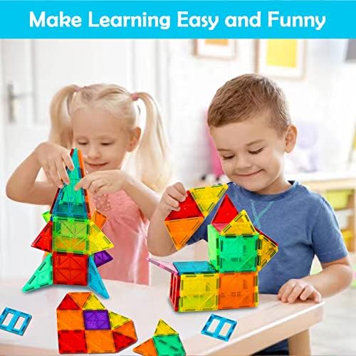 MOOKCUY Magnetic Tiles Toys Ages 3-8 Boys Girls Gift kids Magnetic Building Blocks Set Toysfor Toddlers STEM Creativity Gifts Toys for 3 4 5 6 7 8+ year old Girls Boys Christmas Birthday