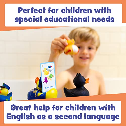 My Bath Time Routine Cards 12 Flash Cards For Visual Aid Special Ed, Speech Delay Non Verbal Children And Adults With Autism Or Special Needs #TOP4