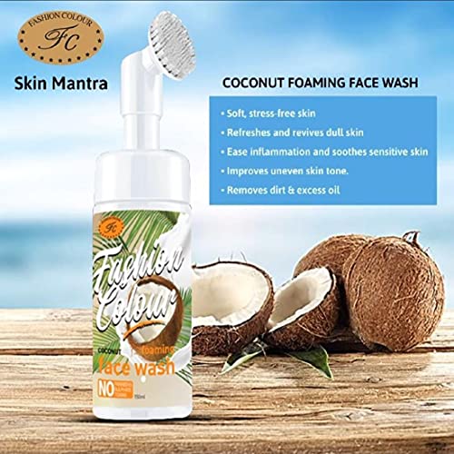 Image of FASHION COLOUR Coconut Foaming Facewash | Hydrating Face Wash with Coconut | For Clarifying, Softening & Brightening Skin | Gentle Skin Cleanser For All Skintypes | 150ml