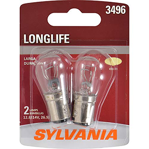 SYLVANIA - 3496 Long Life Miniature - Bulb, Ideal for Turn Signal Applications, Tail and More (Contains 2 Bulbs)