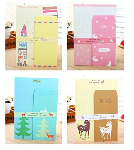Lot 36 Feuilles Papier à Lettre Et Enveloppes Thème Chat Mignon - Papeterie Fleurie Pour Invitations Et Cadeaux