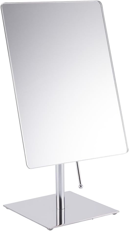 Makeup Mirror Rectangular Tabletop 9" Adjustable Portable Polished Chrome Finished Vanity Modern Desktop Standing Mirror for Bedroom Bathroom Traveling