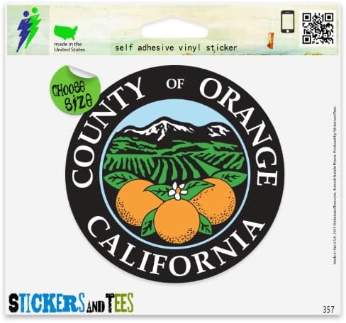 Orange County Seal California Vinyl Car Bumper Window Sticker 2" x 2"