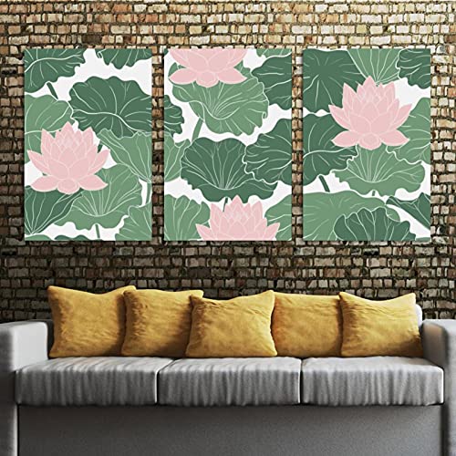 Peinture Lotus Rose Encadrée sur Toile Moderne Multi-Taille