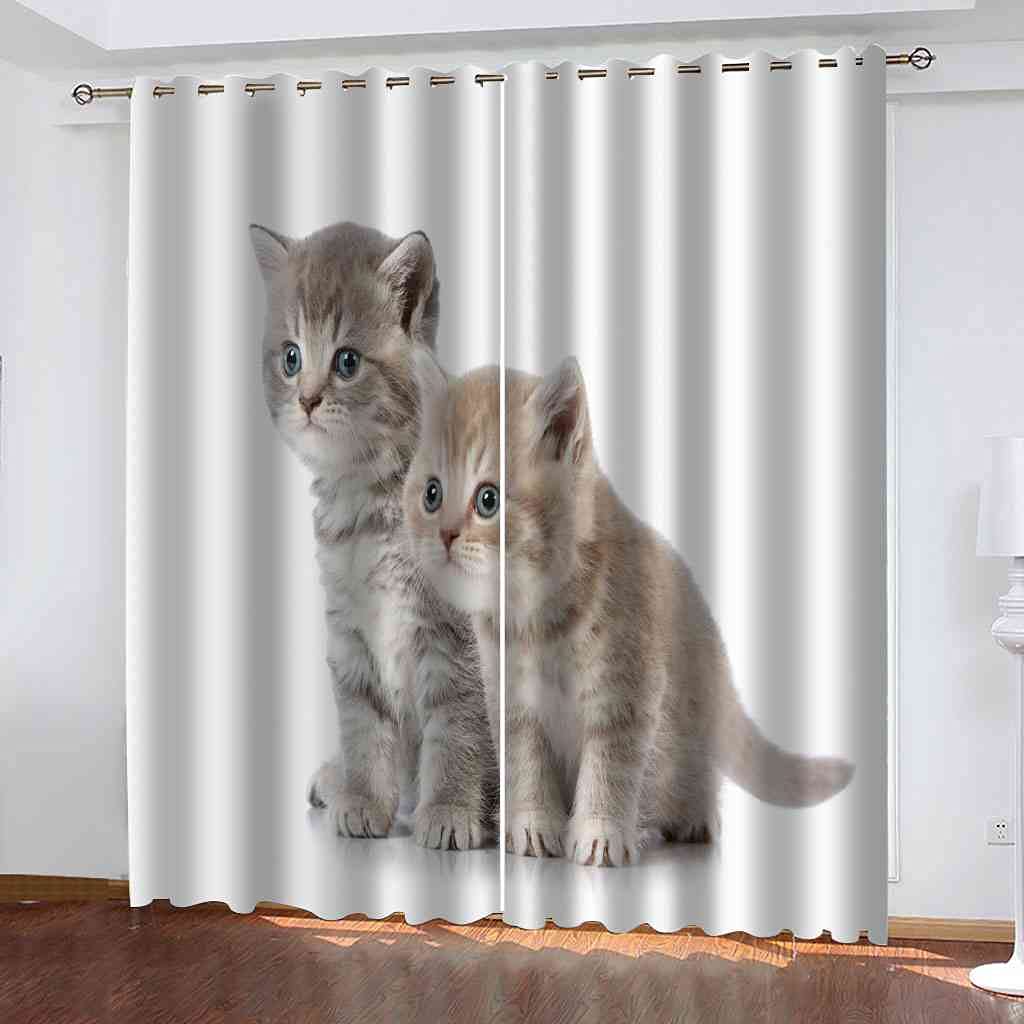 Rideaux occultants chatons 3D avec isolation thermique phonique oeillets