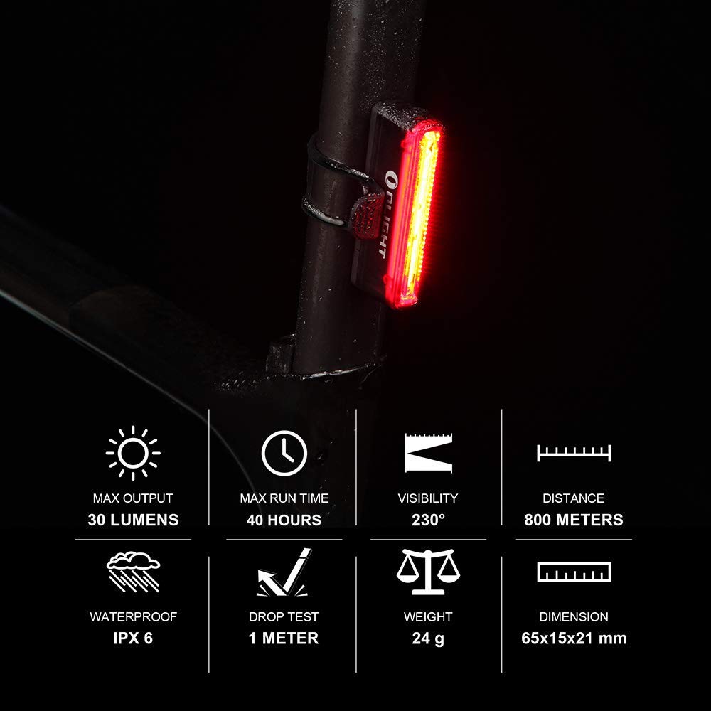 OLIGHT Ensemble de Lampes pour Cyclistes, RN 1500 Phares de Vélo Rechargeables 1500 Lumens Faisceau Anti Éblouissant Bundle Seemee 30C Feu arrière LED 30 Lumens Visibilité à 230 Degrés