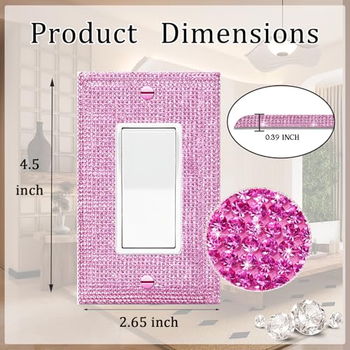 Image of 2 Pcs Pink Rhinestones Double Hole Outlet Light Switch Plate Decorative Outlet Covers Light Switch Cover Rhinestones Outlet Covers Wall Plate