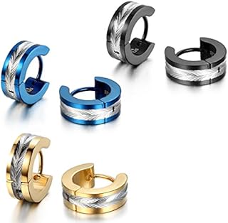 JewelryWe Classic Small Hoops Stainless Steel Two Tone Huggie Hoop Stud Earrings for Men Women