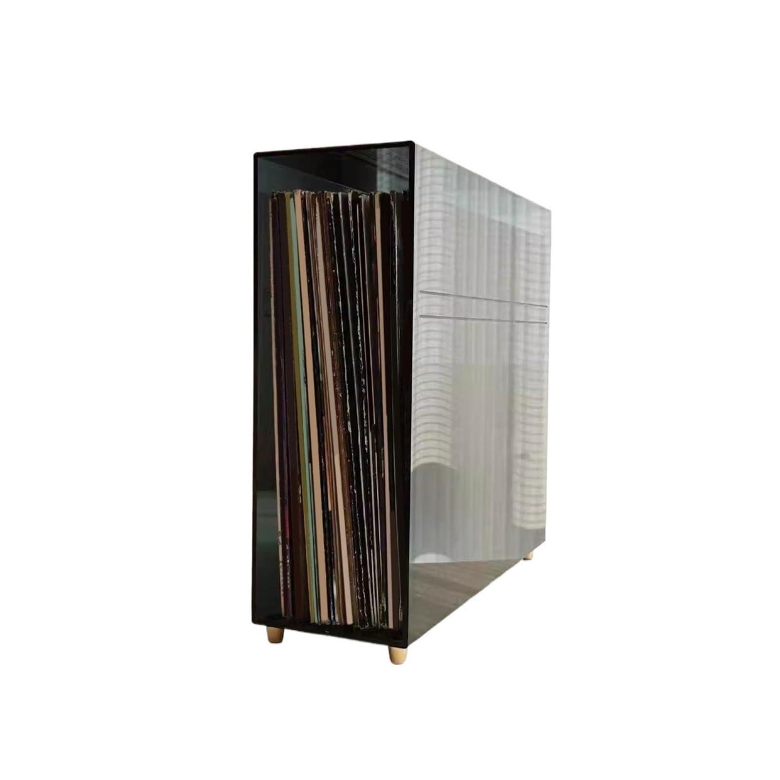 Xumh2024-3 cd storage Acrylic Vinyl Record Display Holder with Brass Feet Home CD Album Favourites Rack