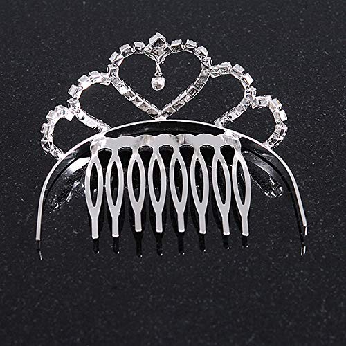 Tiara con peineta de cristal plateada para tocados de novia 7