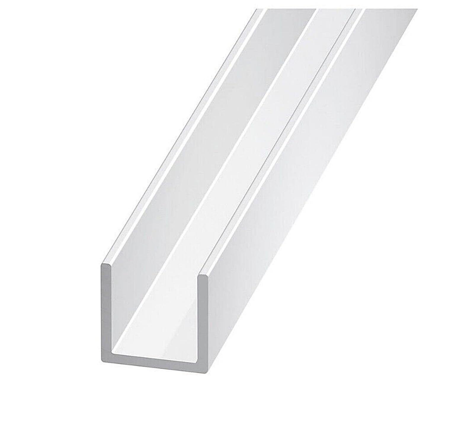 White PVC Square U Channel Edging Profile Strip 1M External Size (12mm)