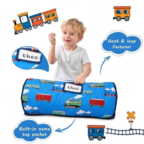 Image of Lasoftan Toddler Nap Mat with Pillow and Blanket, Extra Large Rolled Napping Mats,Slumber Bags for Boys Girls,Kids Sleeping Bag for Daycare, Preschool Travel Camping