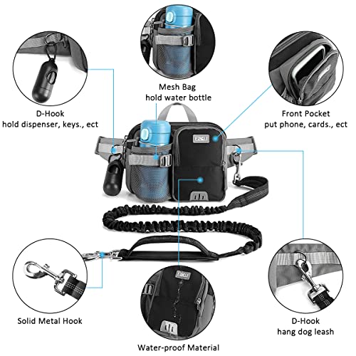Miniatura 3 de Etaccu Correa Perro Para Correr, Manos Libres, Elástica, Running, Para Perros Grande, Cinturones De Cintura Ajustables Con Funda Teléfono, Costuras Reflectantes, 124-180 Cm