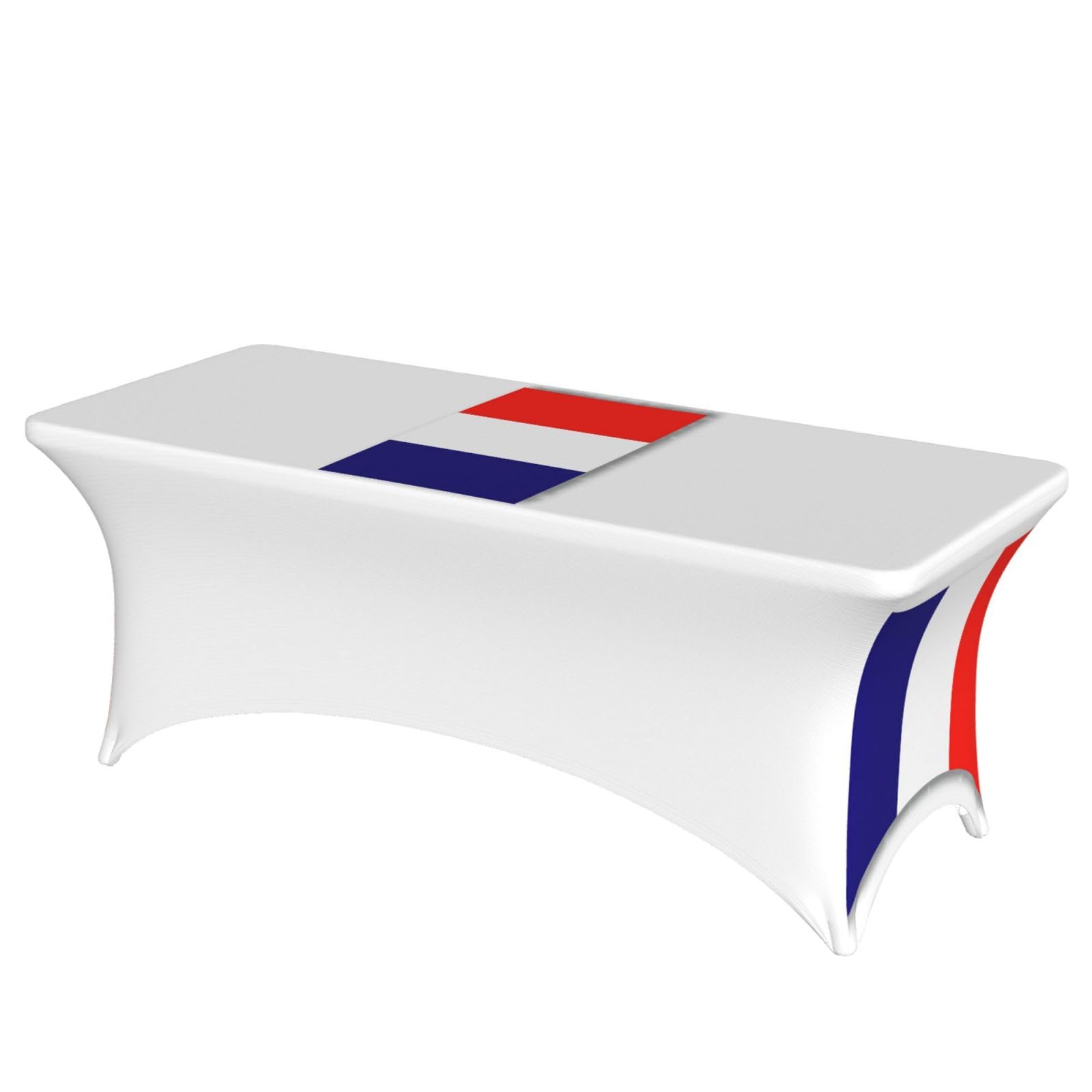 NImongt French Flag Print Elastic Rectangular Tablecloth Holidays Family Banquet Wedding Party Table Cover
