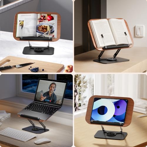 SupeDesk Buchständer zum Lesen,verstellbarer Holz-Buchhalter Leseständer,360° drehbar,faltbar… – Ansicht 2