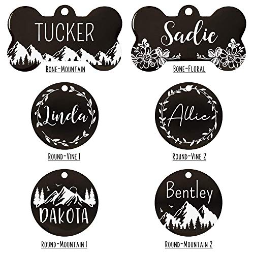 Ultra Joys Stainless Steel Pet ID Tag Dog Name Tags Personalized Front and Back Engraving, Customized Dog Tags and Cat Tag, Optional Engraved on Both Sides, Bone Tag with Mountain Design, Large - Image 5