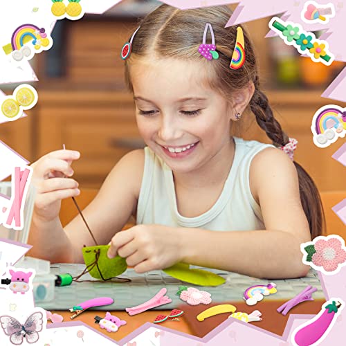 56 Pcs Hair Accessories For Girls Kids Baby Hair Clips Cute Non Slip Hair Barrettes Bear Rainbow Flower Fruit Dessert Butterfly Candy Patterns Hair Pins For Toddlers (Summer Style) #TOP3