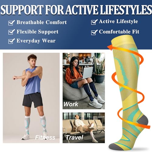 Image of Sooverki Compression Socks for Women and Men Circulation (3 /4 Pairs) is Best Support for Running Athletic Cycling Hiking