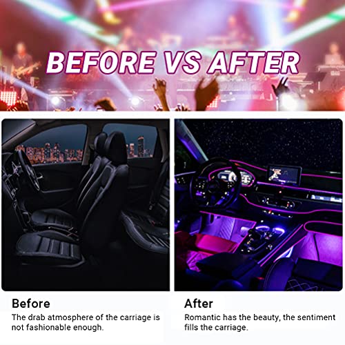Car Interior Led Strip Light 6 In 1 Car Neon Ambient Lighting - Kits With 26.3Ft Fiber Optic,16 Million Colors Sound Active Function And Wireless Bluetooth App Control #TOP3