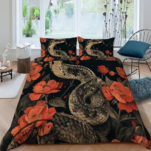 Housse de couette serpent microfibre fermeture éclair lit 260x220 - 3