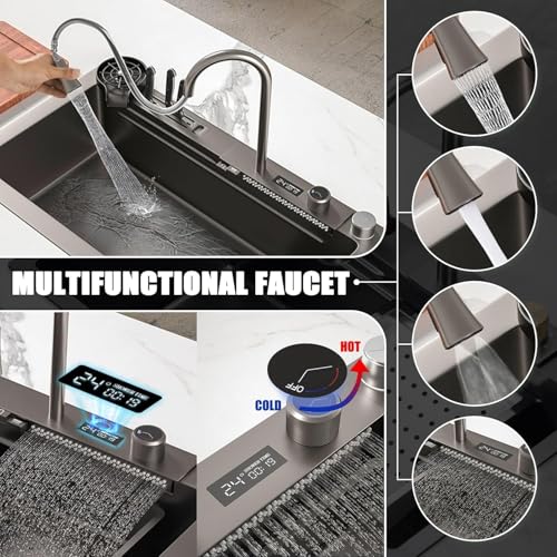 Évier intelligent avec chasse d'eau à pression et porte-couteau - 6