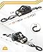 Strapinno Retractable Ratchet Tie-Down Straps,5,000 lbs Breaking Strength- 2 in x 12 ft Heavy Duty Ratchet Strap with Safety Lock S Hooks for Motorcycles, ATVs, UTVs, Lawn Equipment & Cargo (Gray)